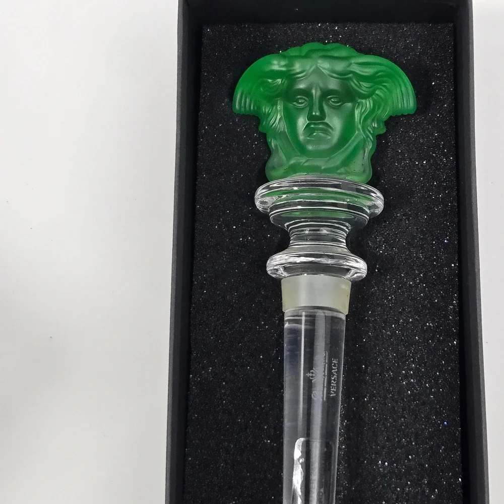 Set of 6 Rosenthal Versace Medusa Crystal Wine Bottle Stoppers Full Rainbow NIB